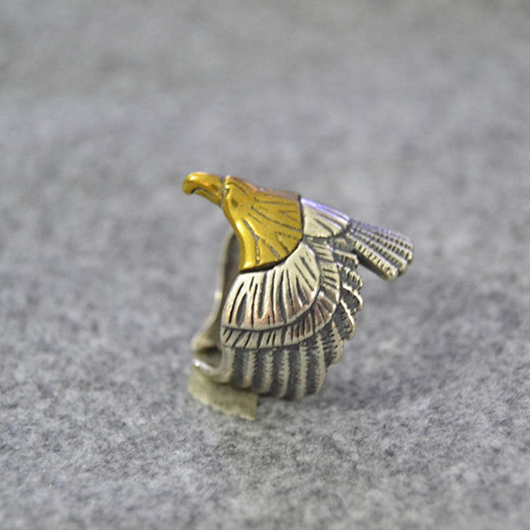 1pc 925 sterling silver dotted gold feather opening ring, vintage vintage vintage men's ring