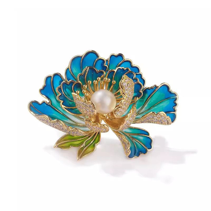 1pc Peony Flower Brooch High end Women's Exquisite Chinese Style