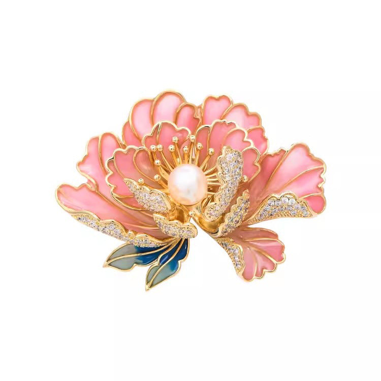 1pc Peony Flower Brooch High end Women's Exquisite Chinese Style