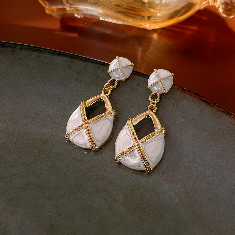 Palace style, dripping oil, geometric, antique earrings, high-end, fashionable, retro