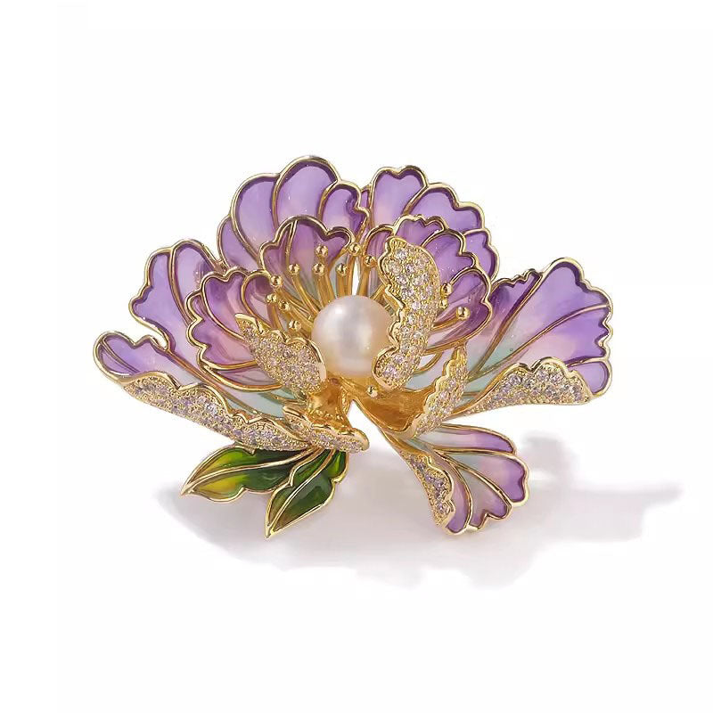 1pc Peony Flower Brooch High end Women's Exquisite Chinese Style